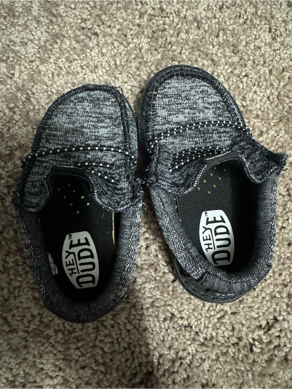 Hey Dude Kids Knit Slip-On Moccasins in Charcoal Gray